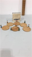 Vintage handmade wooden coasters, from Italy.