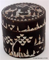 A Chinese Black Lacquered MOP Tea Caddy
