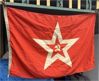 Soviet Cotton Flag With Hammer & Sickle To Center