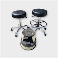 Adjustable Round Stools and Shop Step Stool