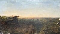 Unclearly Signed Antique 26x43 O/C Hilltop View