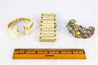 3 Bracelets Thalia Sodi Gold Pave' Crystal Stretch
