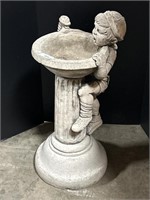 Concrete Kid with Ice Cream Garden Birdbath.