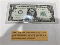 Scarce Barr Note dollar bill