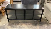 (N) 52in BLACK METAL GLASS FRONT CONSOLE** glass