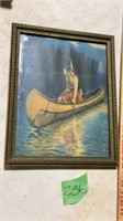 Vintage Indian maiden in canoe picture