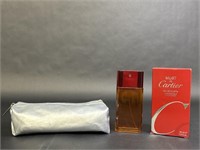 Cartier Must Perfume, La Prairie Cosmetic Bag