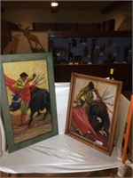 2 Framed Bull Fighter Paintings (2 TIMES THE MONEY