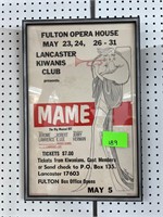 Old framed Fulton opera house poster - MAME