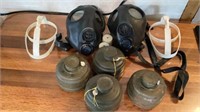 2 Vintage Gas Masks With 4 Tanks Both Medium See