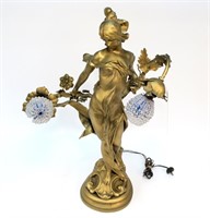29" Art Nouveau cast "Galatea" electric lamp,