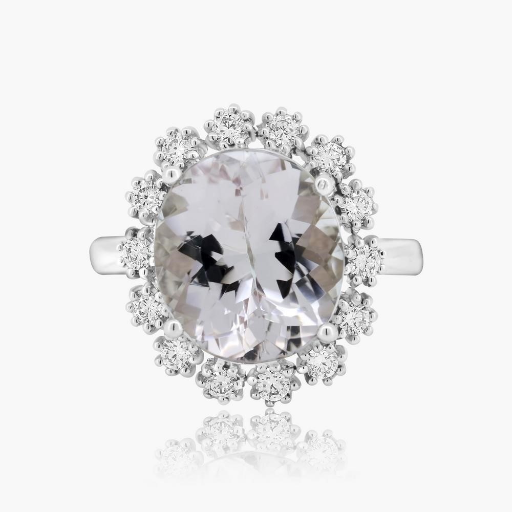 14K WHITE GOLD 5.18CT MORGANITE 0.14CT DIAMOND RIN