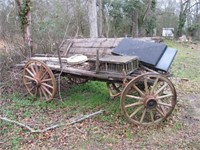 FULL SIZE WAGON WITH 4 WOODEN WHEELS.