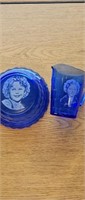 Shirley Temple blue glassware items has small