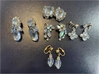 Coro & others blue rhinestone crystal earrings