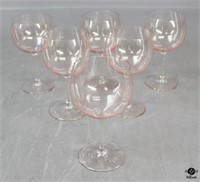 Pink Glass Wine Glasses / 6 pc