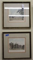 Framed Pair of Hand colored English Engravings