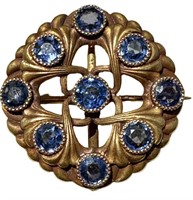 Antique Victorian 14K Gold Sapphire Broach Pin 7.1