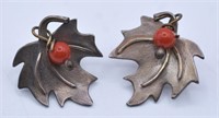 Vintage Sterling Silver Leaf Earrings