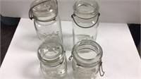 4 glass canning jars :Atlas, Queen & Ball