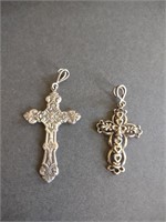 2 Sterling Silver Cross Pendants