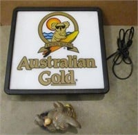 Australian Gold Lighted Sign & Mouse Statue