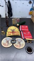 Brass enderes tool co anvil, deer coasters, brass