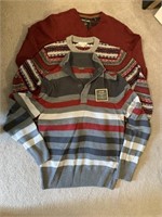 Lot of 3 Red/Striped Men's Sweaters Sz S