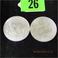 GROUP OF 2 ONE OZ SILVER ROUNDS