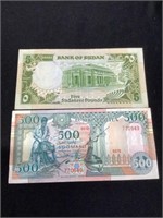 2 Bank Notes Sudan & Somalia