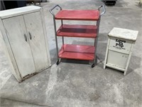 Metal kitchen cart, metal cabinet, dog feeder