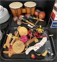 2 Trays Maracas, Drum, Wooden Toys.