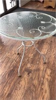 Metal frame outdoor table, removable glass top,
