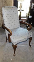 Vintage Queen Anne style upholstered arm chair