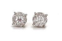 14K WHITE GOLD 0.48CT DIAMOND CLUSTER EARRINGS