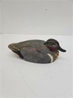 Vtg. Wood & Cork Green-Winged Teal Decoy Duck