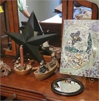 Box -barn star, moose, birdhouse, stained glass