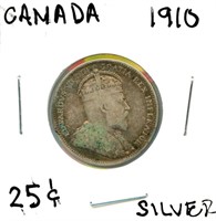 1910 Canadian Silver Quarter