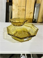 vintage glass chip & dip bowl set