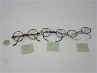 3 lunettes de vue vintages dont années 1900 et