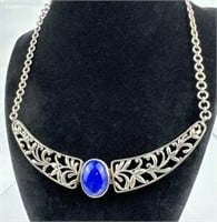 925 Silver Blue Lapis Collar Necklace