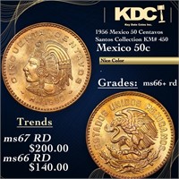 1956 Mexico 50 Centavos Santos Collection KM# 450