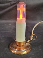 VTG Crucifix Figural Filament Bulb & Copper Lamp