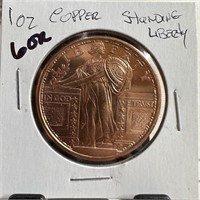 1OZ COPPER BULLION ROUND STANDING LIBERTY