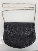 Beaded Black La Regale evening purse 7.5x6"