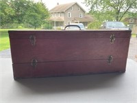 Crafted Wooden Hinged Top Toolbox