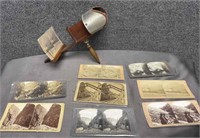 Antique Stereoscope and Nine Photo Cards