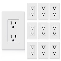 10pk Matte White Standard Electrical Wall  Outlet