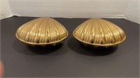Pair of Brass Clamshell Jewelry Boxes With Velvet