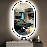 Black Frame Oval LED Mirror